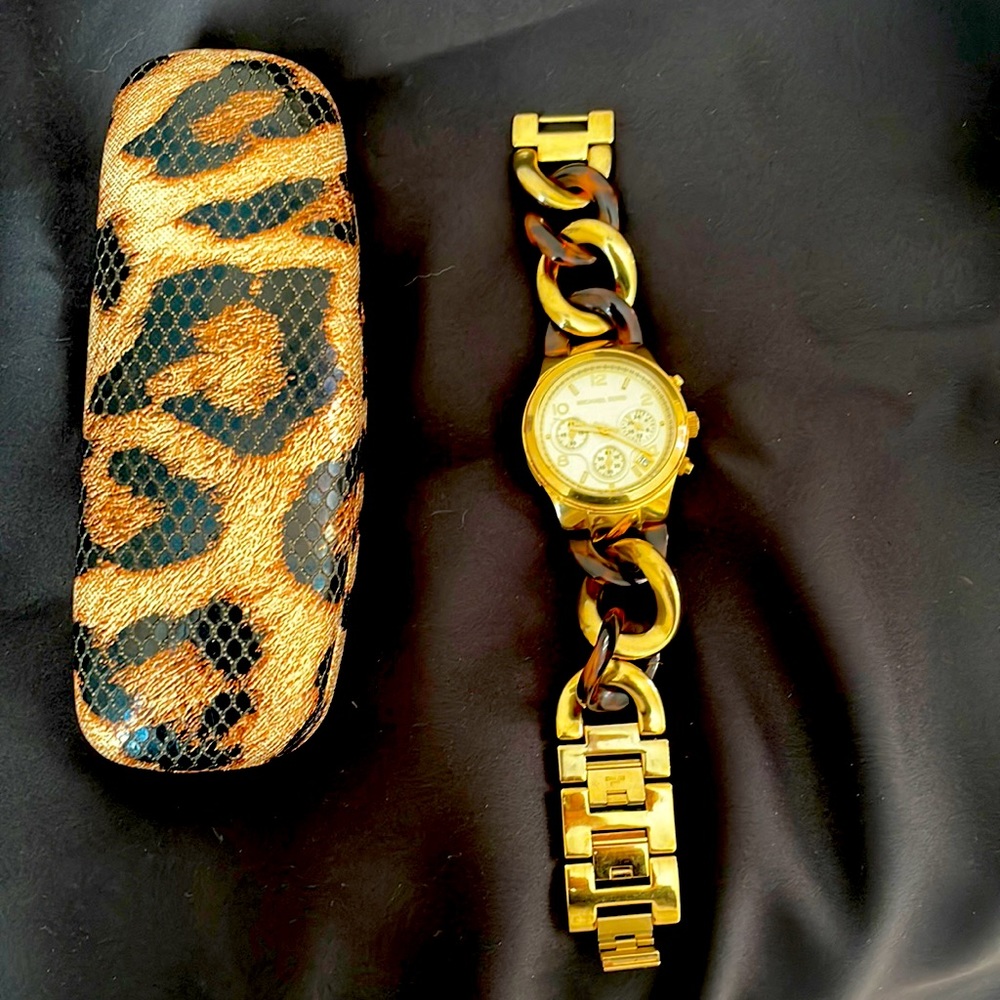 Michael Kors Gold and Brown Braided Link Watch
